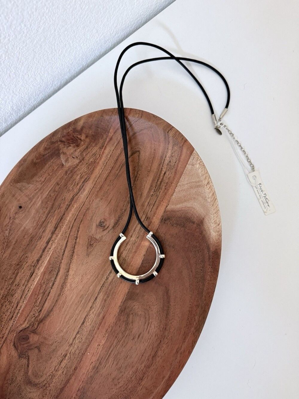 Kris Nations Horseshoe Leather Cord Necklace Minimalist Western Gothic Coastal